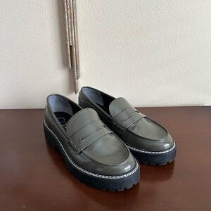 Calvin Klein Olive Green Loafers with Black Soles